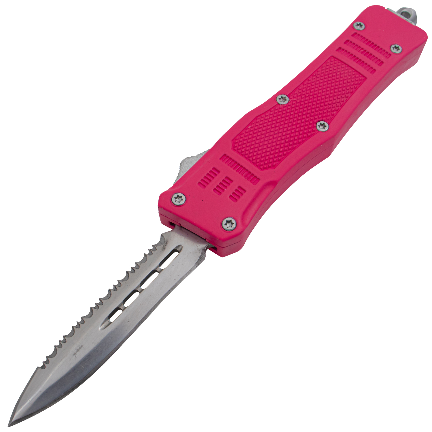 Covert OPS USA OTF Automatic Knife 7 Inch Overall Half Serrated Pink